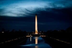 Reflections In Righteousness 18 When the World Turns Dark: The Christian Response to Authoritarianism (Washington Monument and Reflecting Pool on a Stormy Dawn)