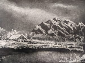 Thriving In The Mystery 2 Wonder That Outlives Fear (Artwork: Untitled White Charcoal om Black Paper)