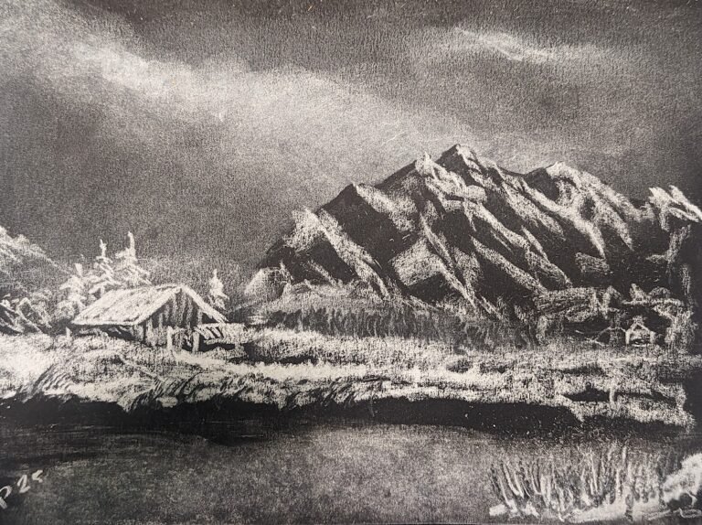 Wonder That Outlives Fear (Artwork: Untitled White Charcoal om Black Paper)