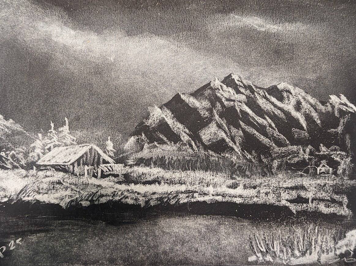 Wonder That Outlives Fear (Artwork: Untitled White Charcoal om Black Paper)