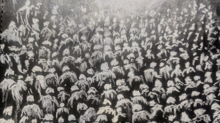 Courage to Step Without a Map (Artwork: Herdscape, White Charcoal on Black Paper)